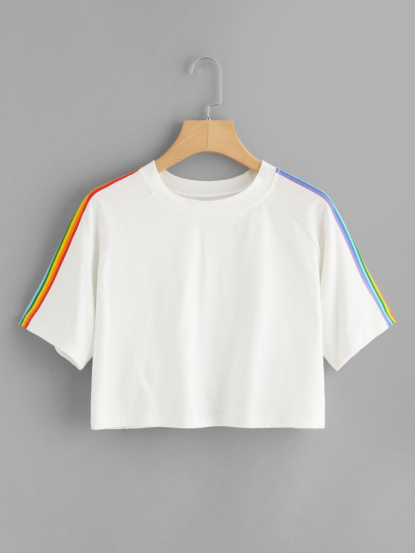 

Футболка кроп-топ malina женский с радужной тесьмой на рукавах белый, Футболка кроп-топ malina женский с радужной тесьмой на рукавах белый S