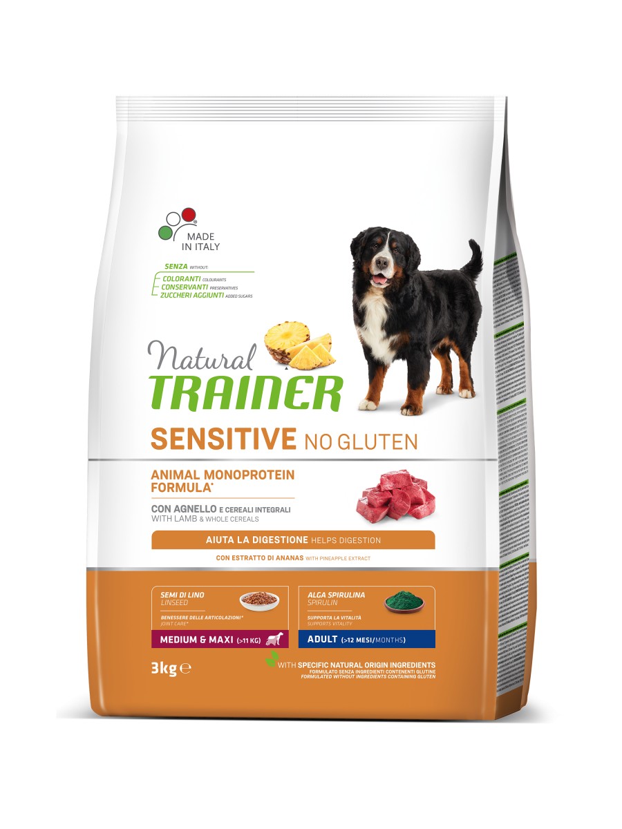 

Сухий корм для собак Natural Trainer Dog Sensitive Adult Medium&Maxi With Lamb 3 кг монопротеїновий корм для дорослих собак середніх та великих порід з ягням
