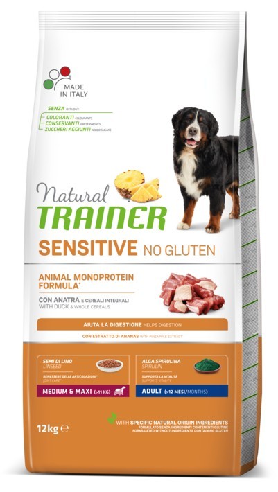 

Сухой корм для собак Natural Trainer Dog Sensitive Adult Medium&Maxi With Duck 12 кг монопротеиновый для взрослых собак средних и крупных пород с уткой