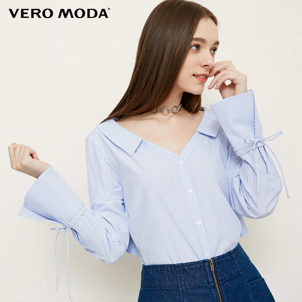 

Блуза Vero Moda 318205533S93SK S білий з синім