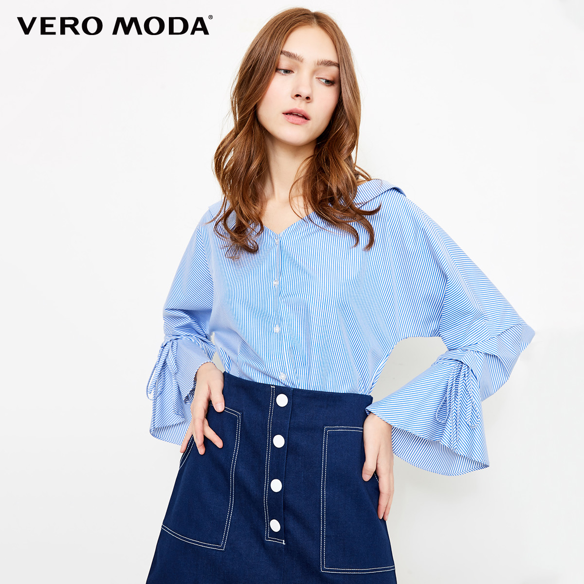 

Блуза Vero Moda 318231586C39SK S білий з синім