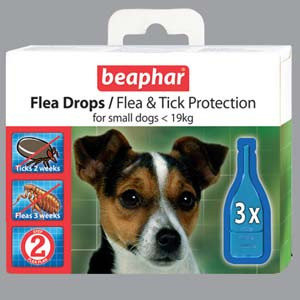 

Beaphar Капли от блох и клещей (диазинон), для собак мелких пород до 19кг, 3 пипетки