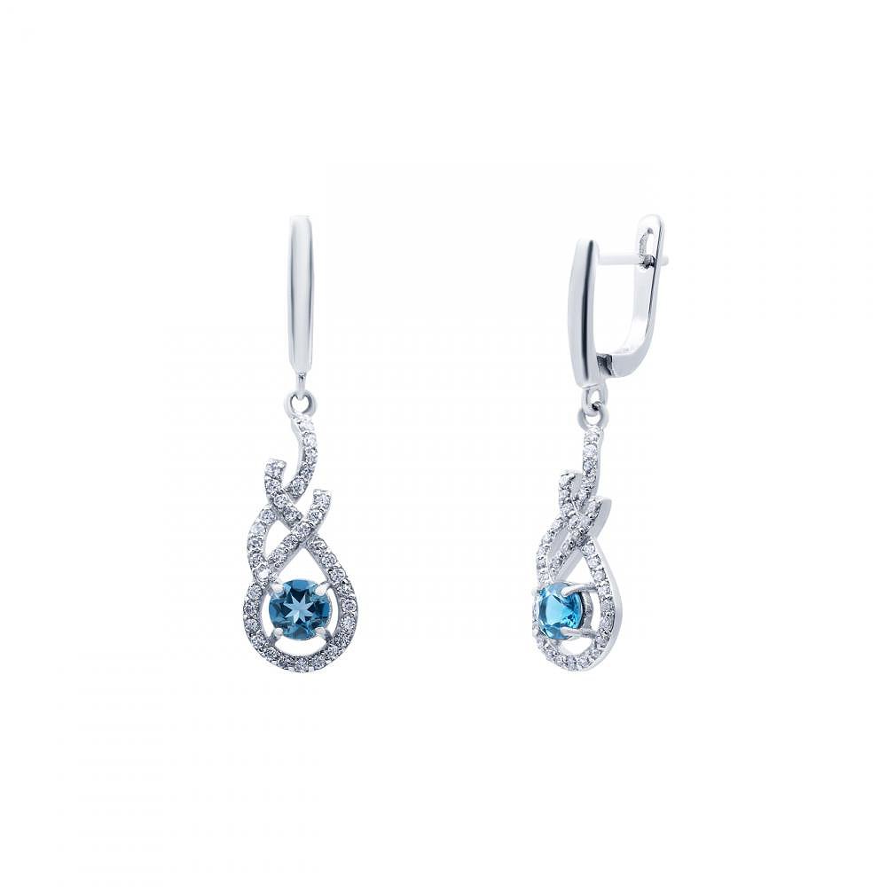

Серьги из серебра с топазами и куб. циркониями 147004