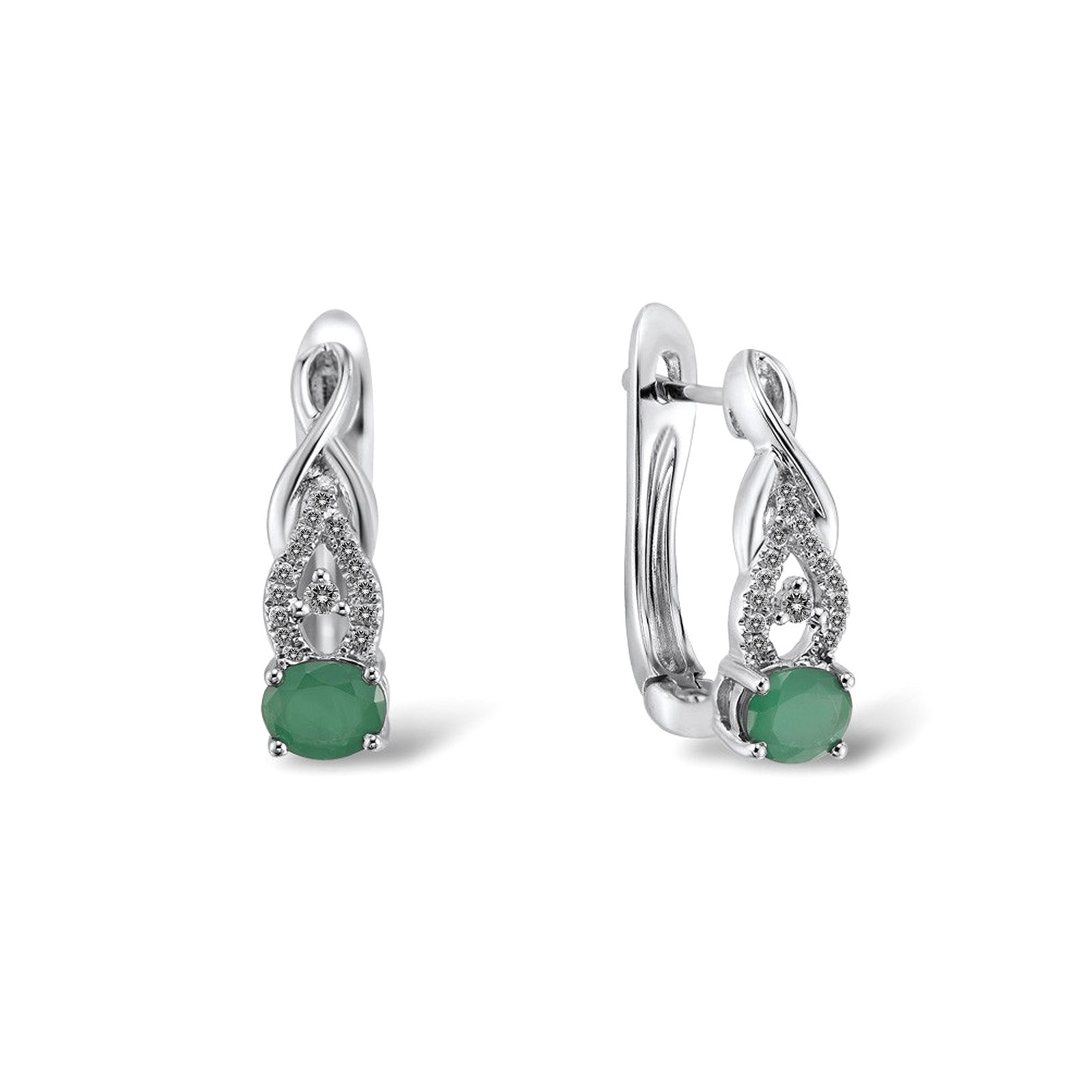 

Серьги из белого золота с бриллиантами и изумрудами 320306