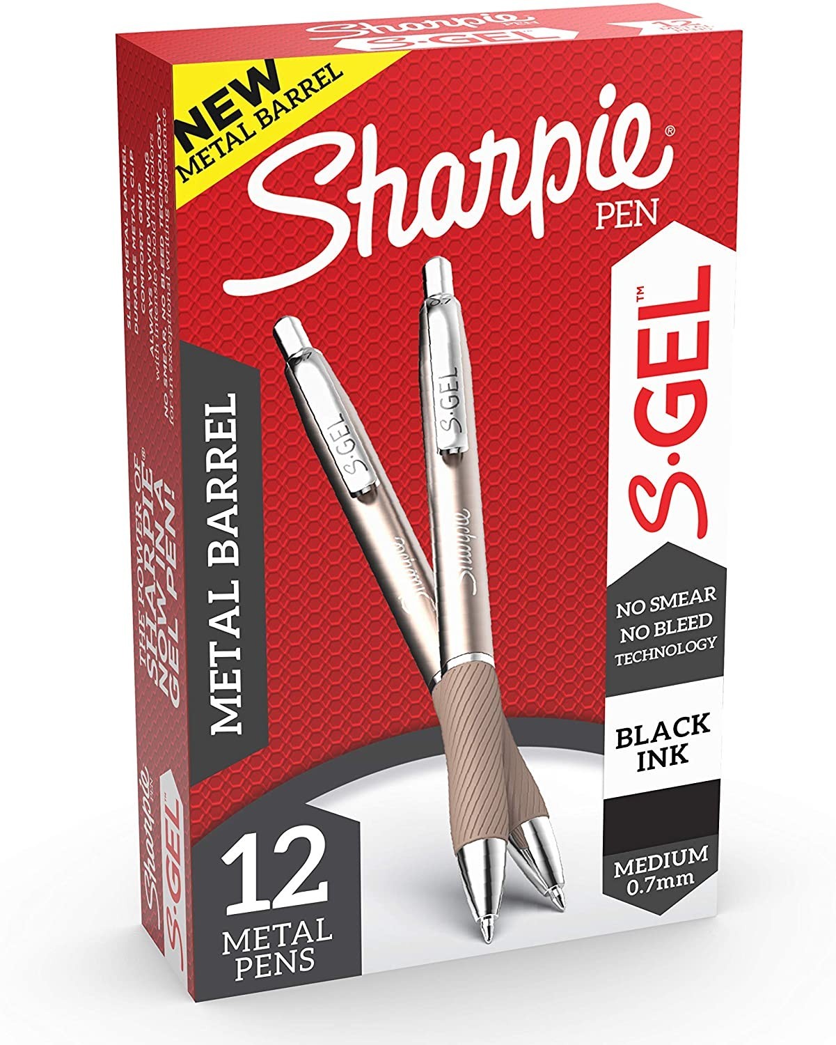 

Набор гелевых ручек 12 шт автоматических Sharpie S-Gel, Metal Barrel, Black Ink Черный 0.7 мм (2126192)с