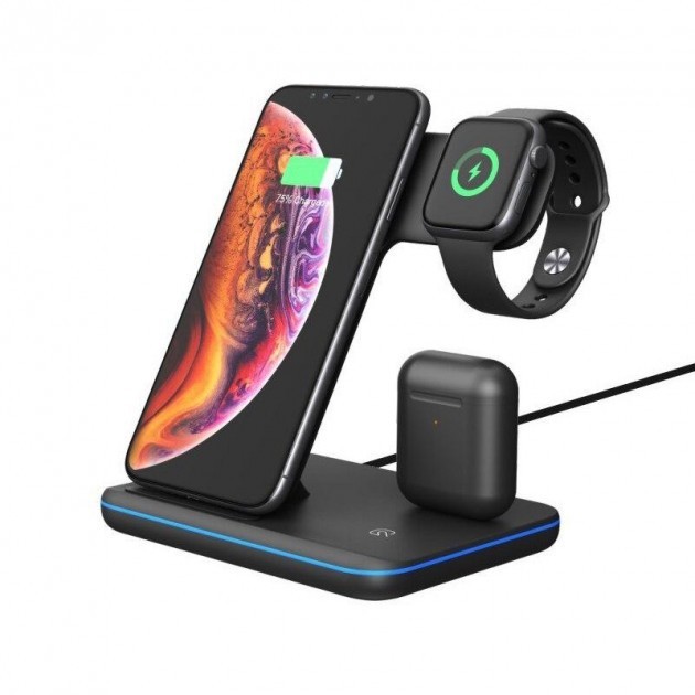 

Беспроводное зарядное устройство AirPower Wireless Charger 3 в 1 с технологией QI для iPhone, Apple Watch, AirPods
