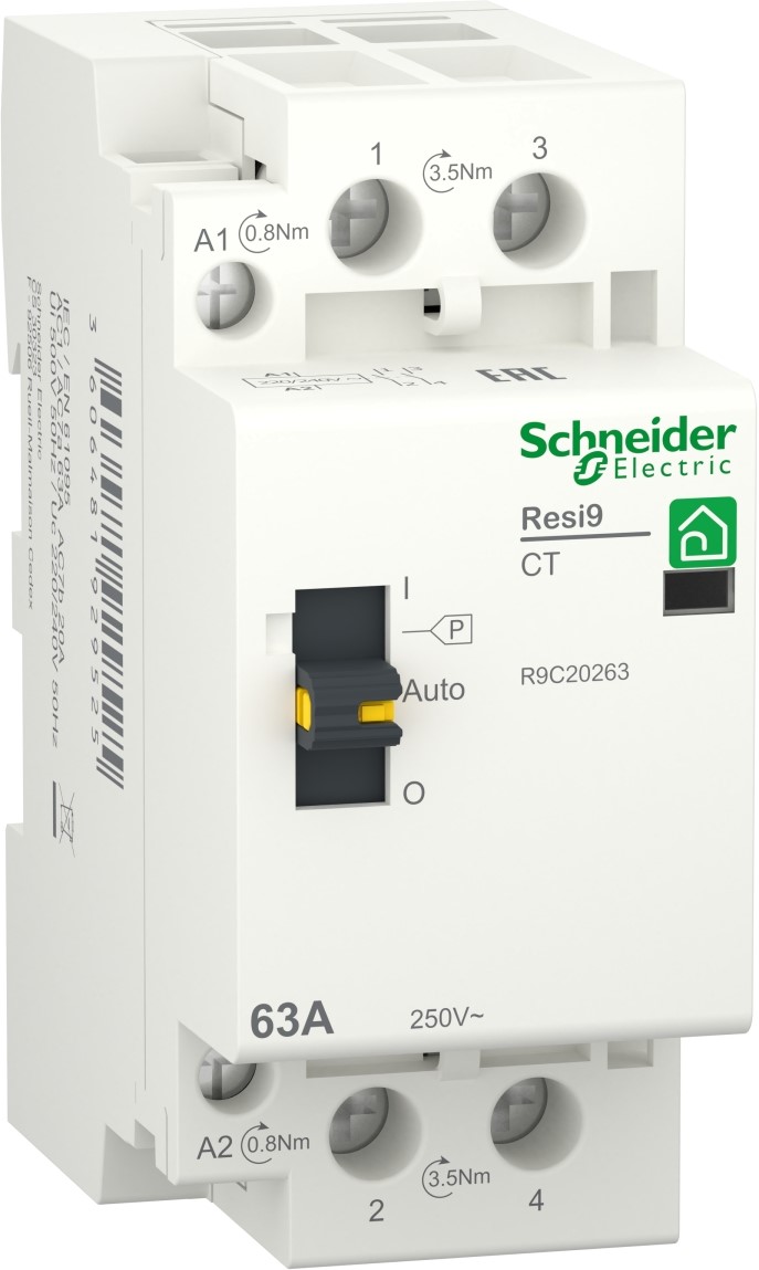 

Контактор Schneider Electric RESI9 63 A, 1P+N, 2NO ~230 В / 50 Гц