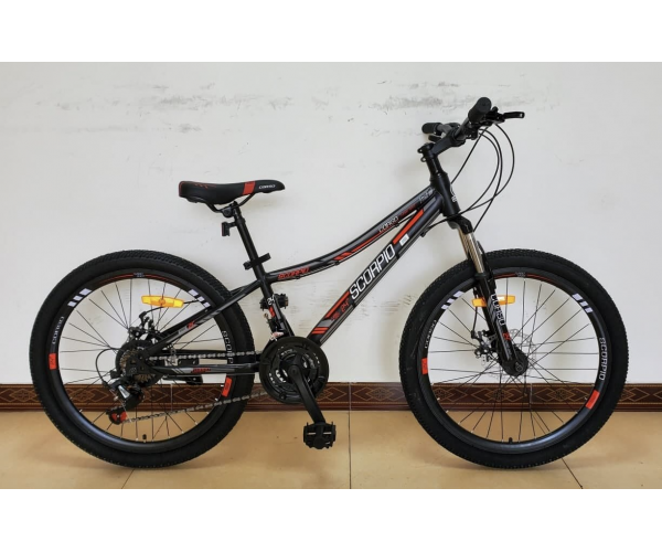

Велосипед спортивный детский CORSO SCORPIO 16623, 24 дюймов, стальная рама 12 дюймов, 21 скорость, Черно-красный