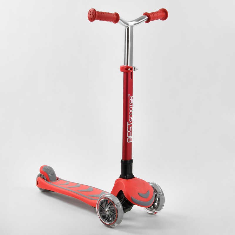 

Самокат трехколесный Y-00325 Best Scooter, красный, складной алюминиевый руль, 4 колеса PU со подсветкаом, d=12 см