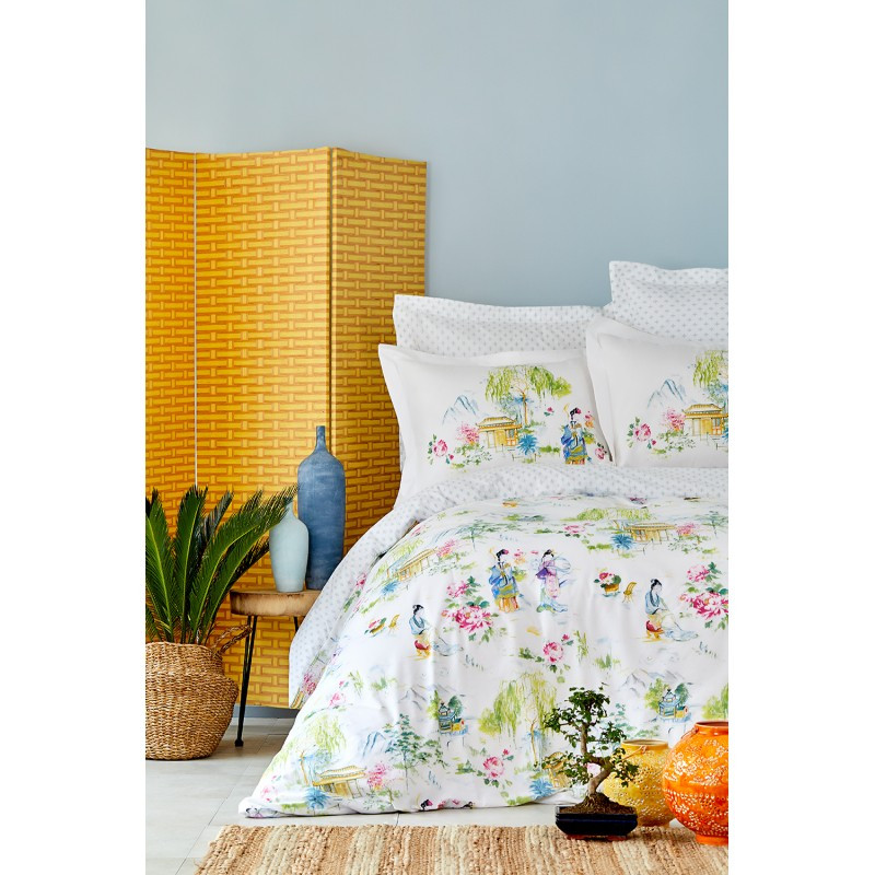 

Постельное белье Karaca Home - Hinata yesil 2019-2 зеленый пике 220*230 евро