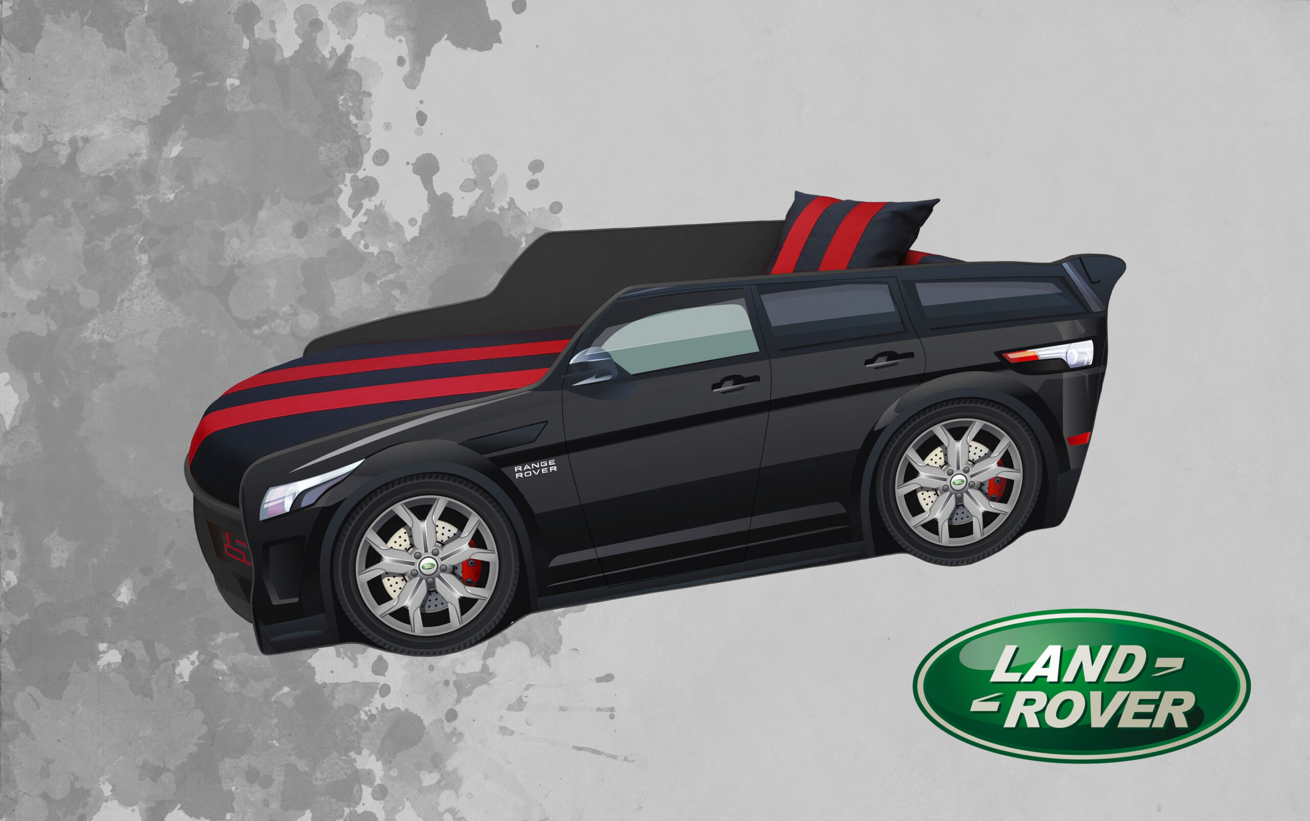 

Кровать машина Viorina Deko RangeRover Премиум с подсветкой фар и низа 180х80 графит