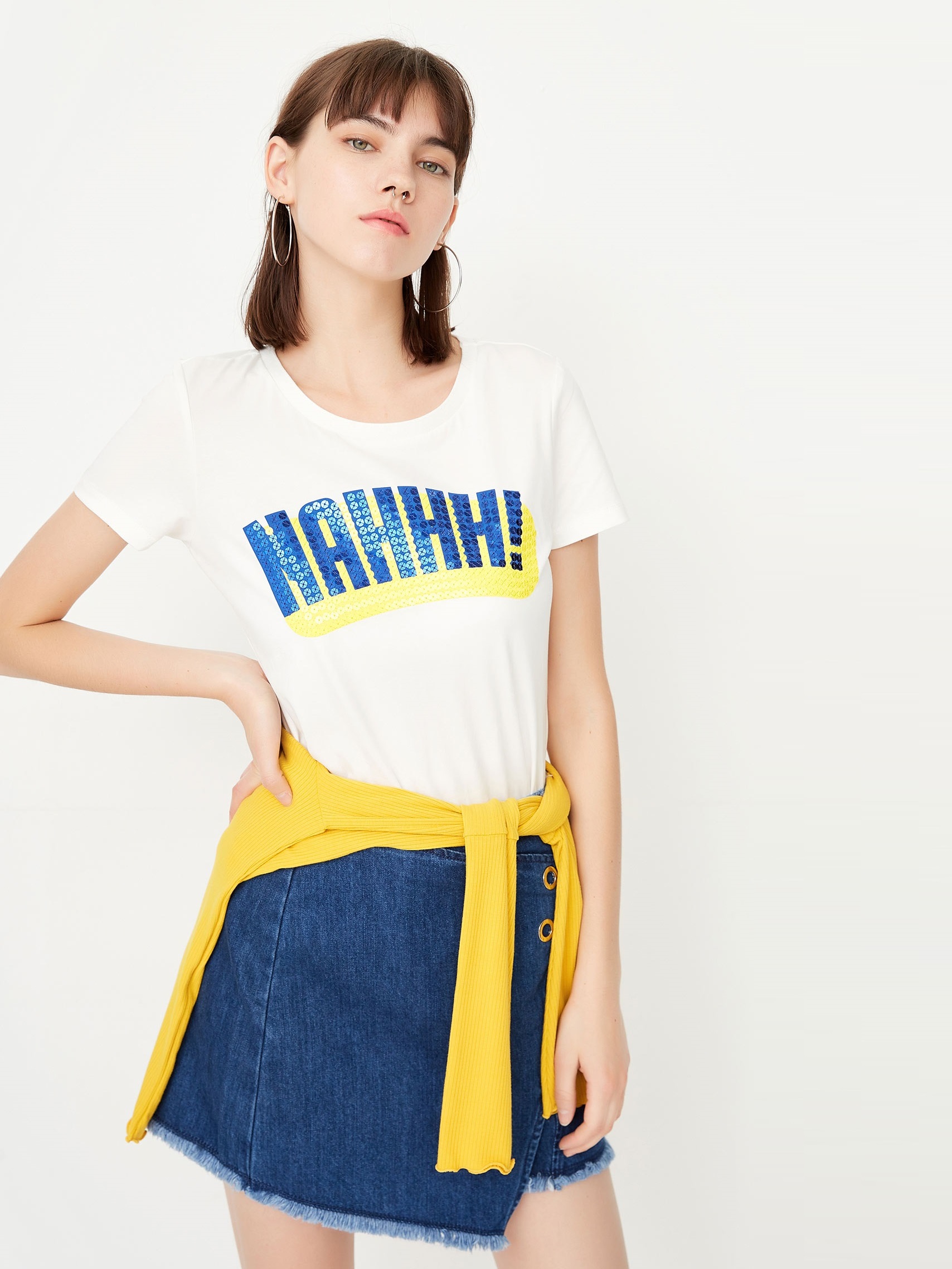 

Джинсовая мини юбка с молнией Only 117337503 S Синий