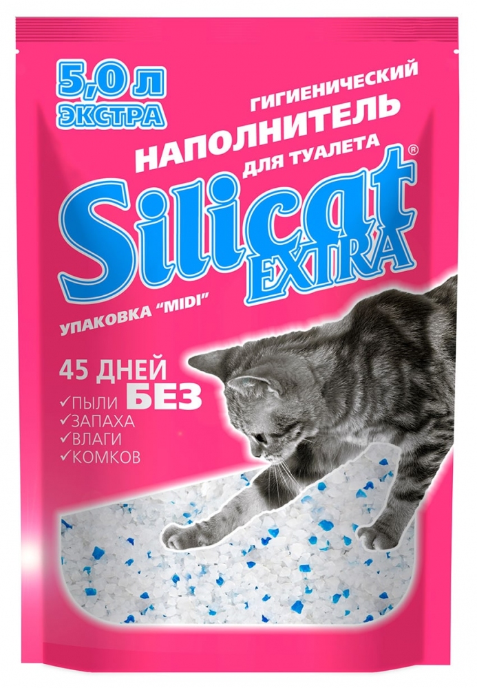 

Наполнитель для кошачьего туалета Silicat Extra силикагелевый 5л