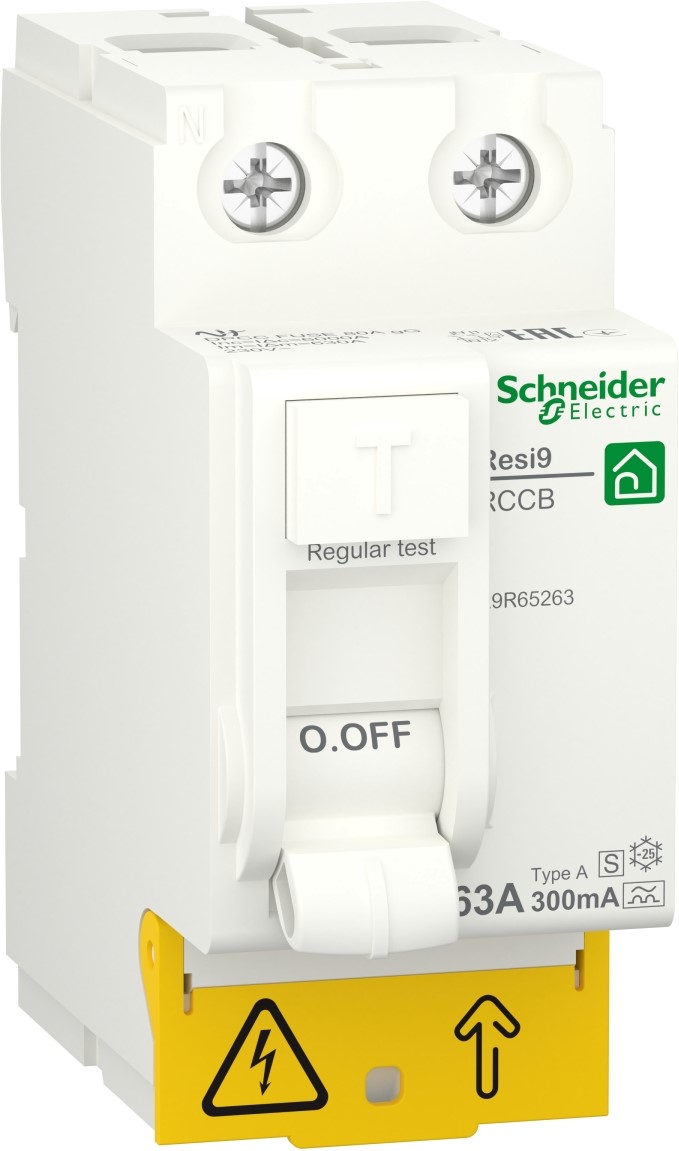 

Диференціальний вимикач навантаження Schneider Electric RESI9 63 A, 300 мА, 2P, тип А