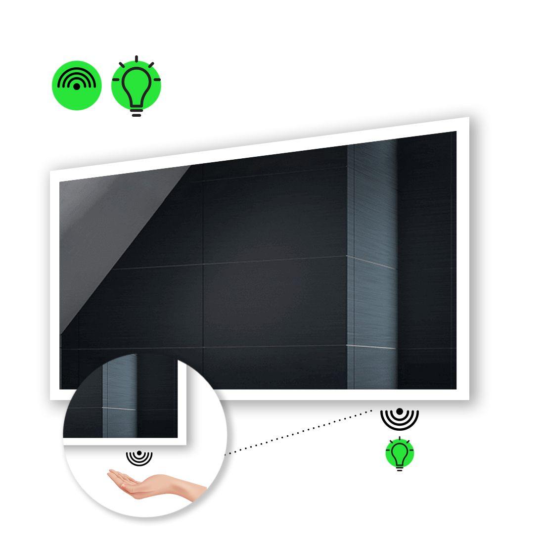 

Зеркало Simphony с Led-подсветкой, с ИК включателем 80x70 см