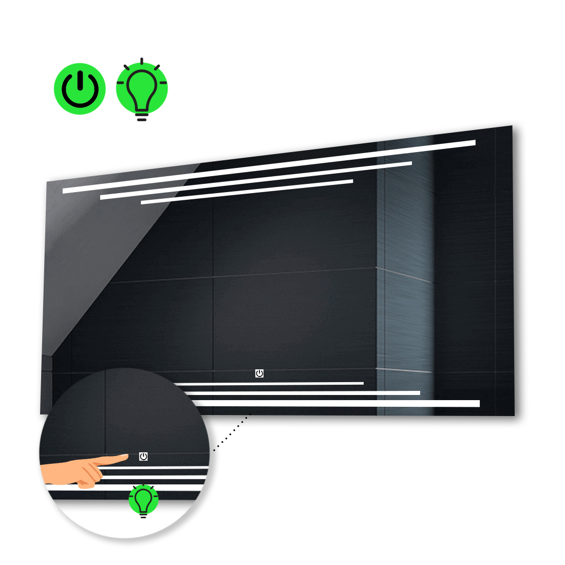 

Зеркало Francisca с Led-подсветкой, одним сенсором 90x60 см