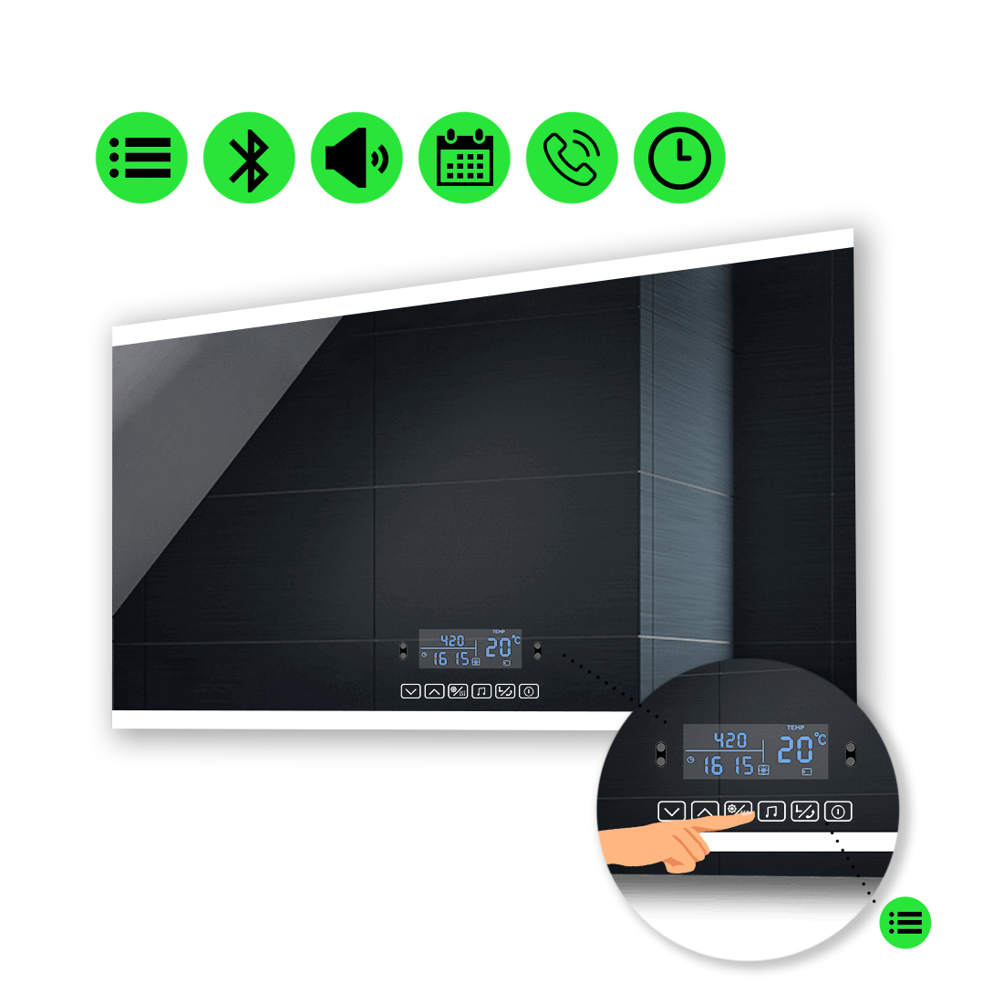 

Зеркало Ines с Led-подсветкой, и мультиблоком 90x80 см