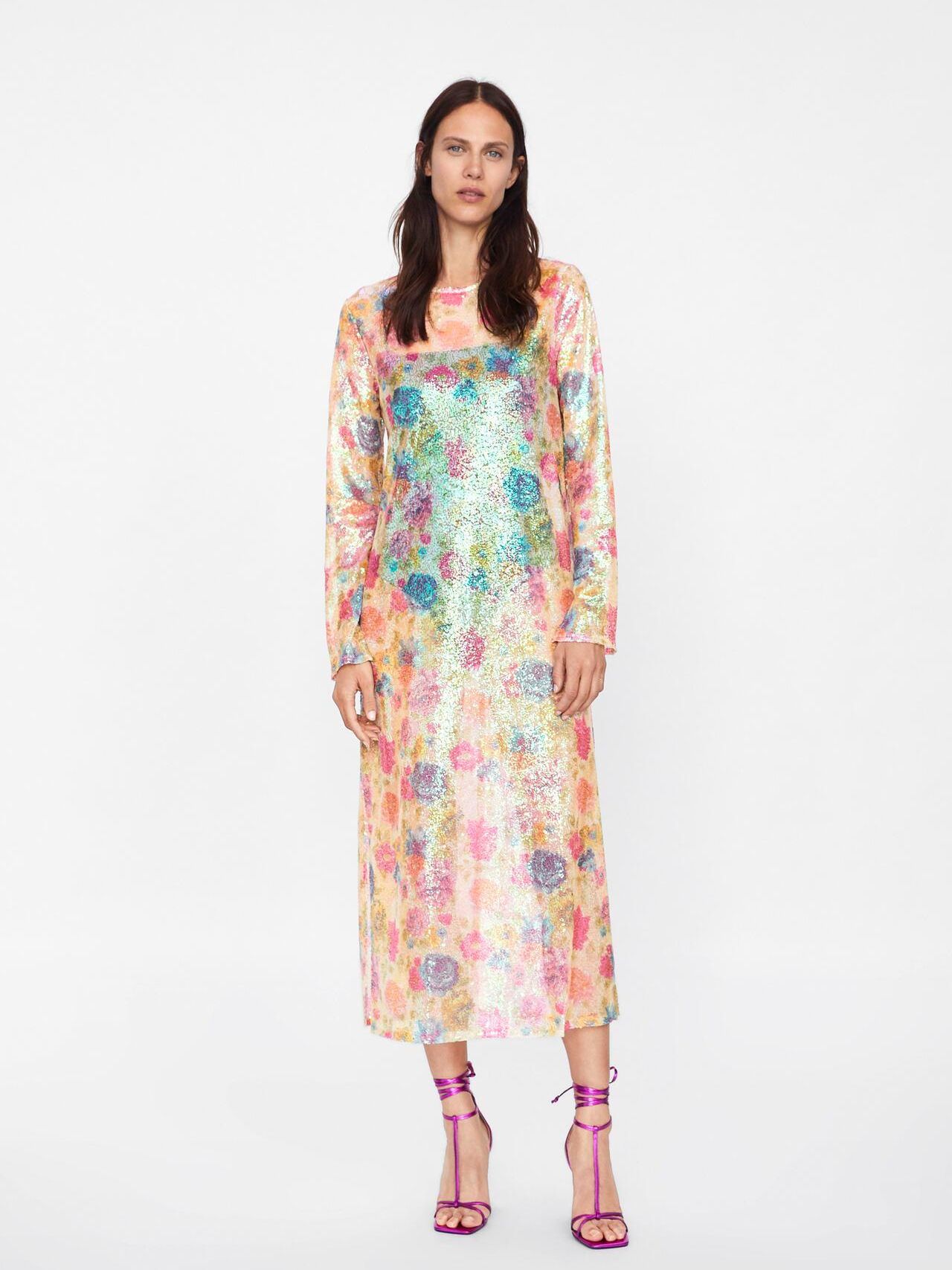 

Платье Zara 2488/121/330-AEFA M Желтое с розовым