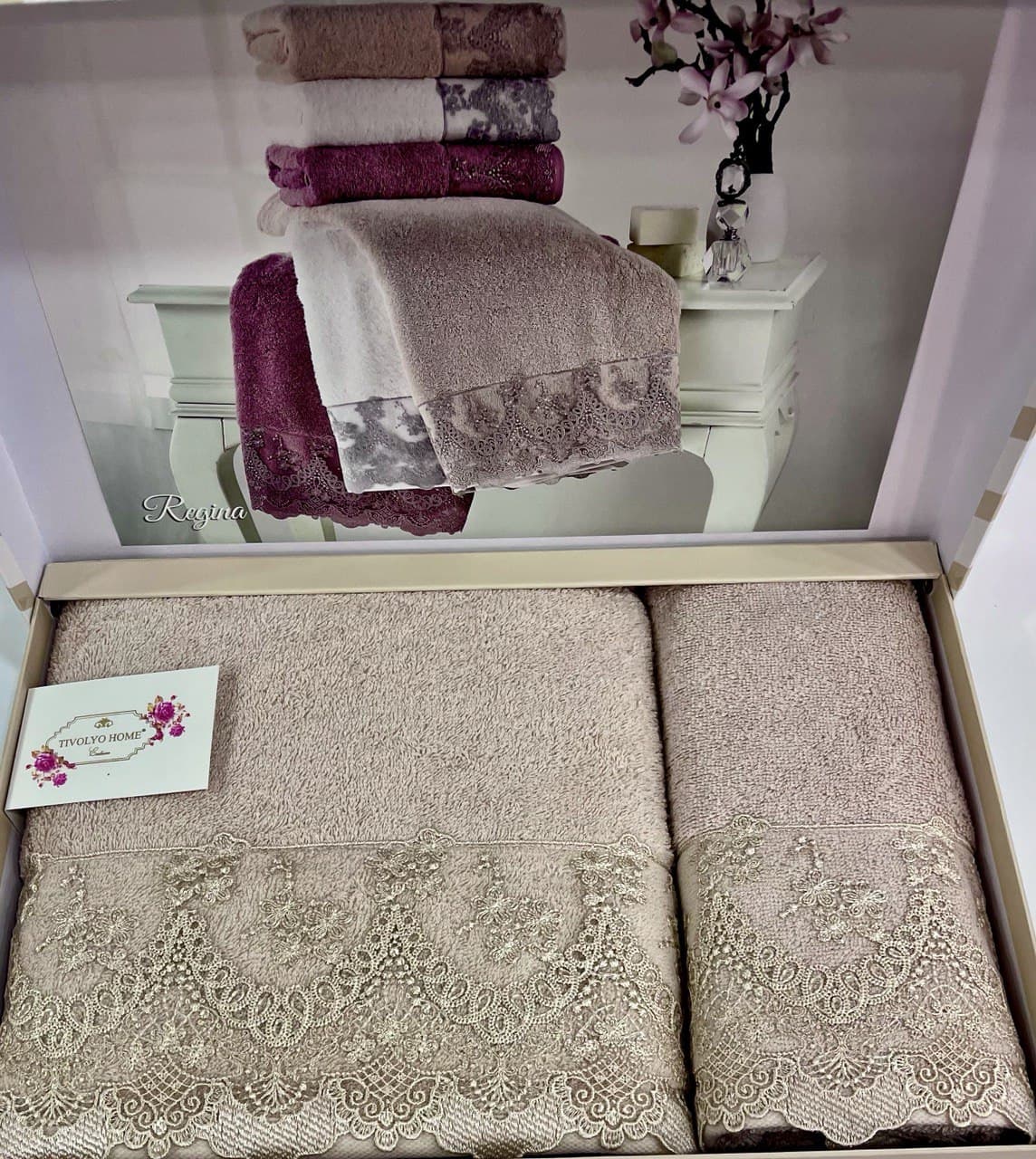 

Полотенца Tivolyo Home Бамбук-коттон 100 Regina 50 x 100 75 x 150 бежево песочный