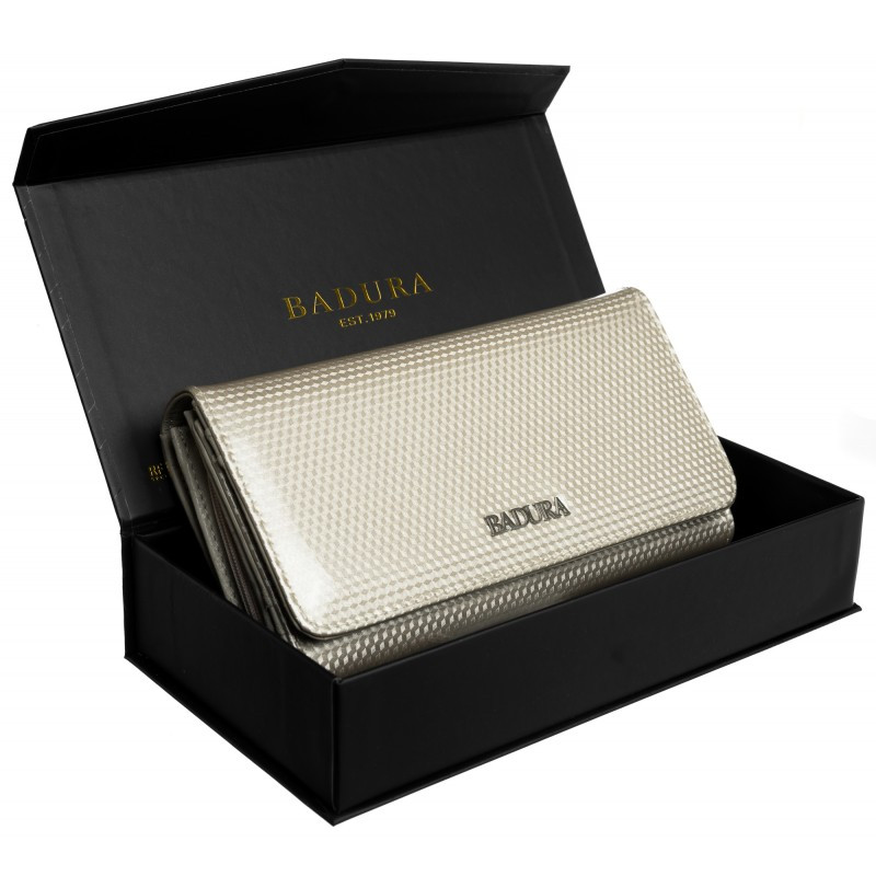 

Жіночий шкіряний гаманець Badura з RFID 10,5 х 19 х 3,5 (B-43878P-SBR )- бежевий