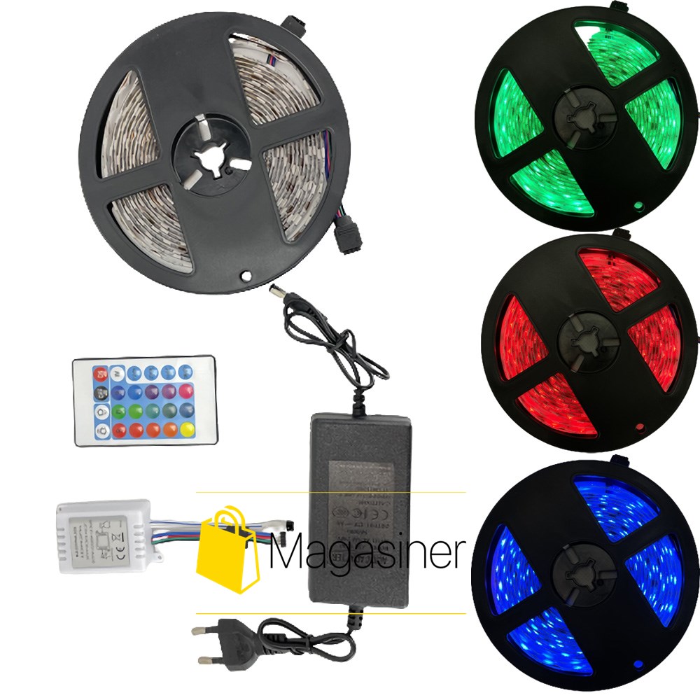

Светодиодная лента 5050 300 LED RGB 5м с пультом и блоком питания Маленькая