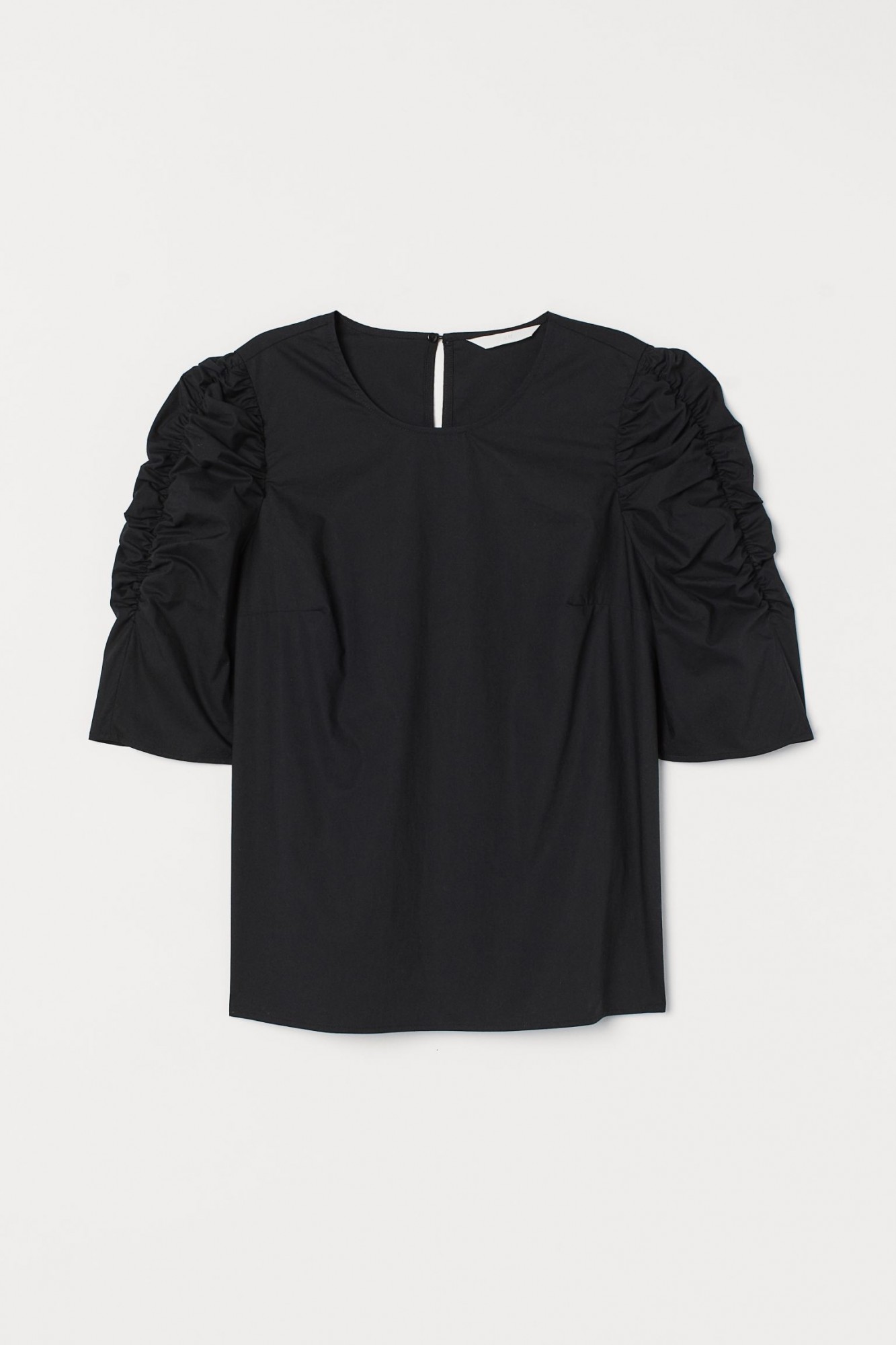

Блузка с присборенным рукавом H&M Однотонная  Черная, Блузка с присборенным рукавом H&M Однотонная 44 Черная