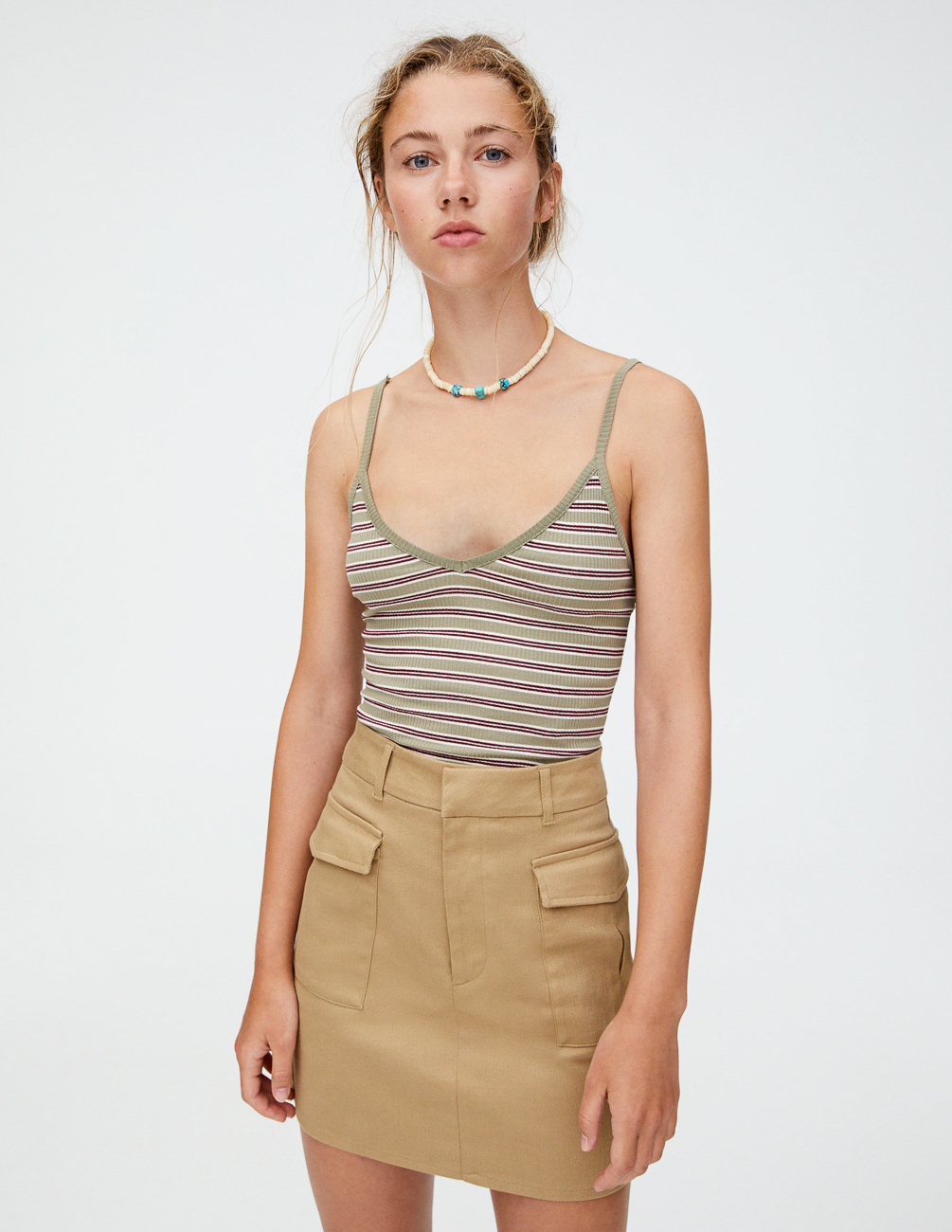 

Майка PULL & BEAR Ж1066722 (9242/377/505) цвет зеленый L