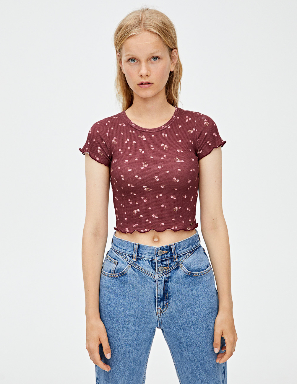 

Футболка PULL & BEAR Ж1066436 (9243/346/606) цвет бордовый S