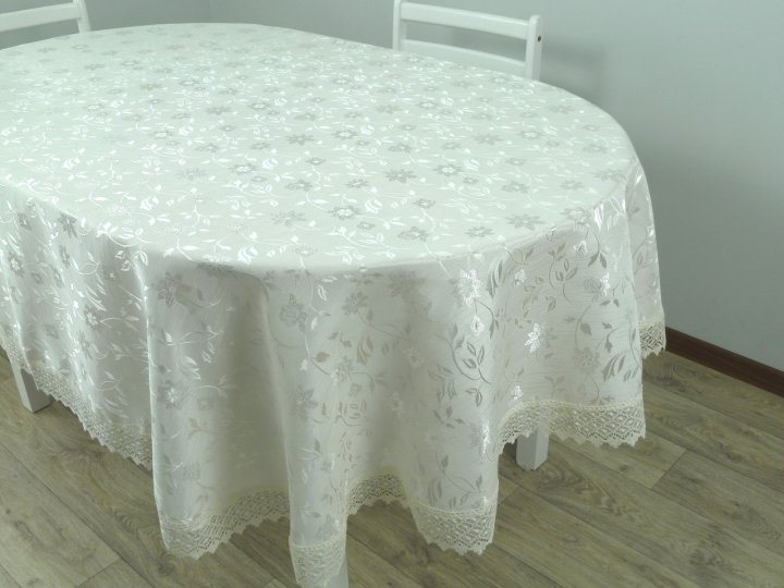 

Скатерть жаккардовая CARDION овальная Alya 160x300 кремовая