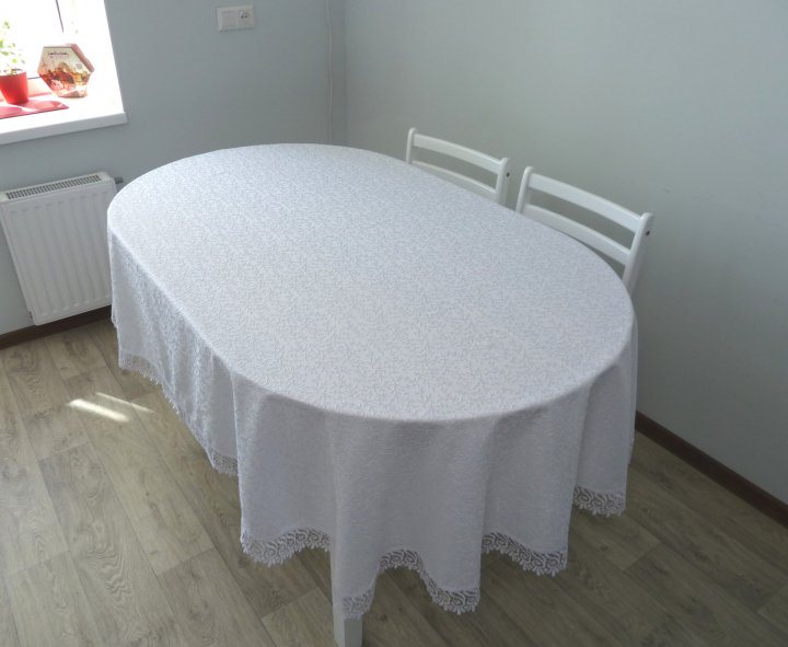 

Скатерть жаккардовая CARDION овальная Citir 160x300 белая, goose