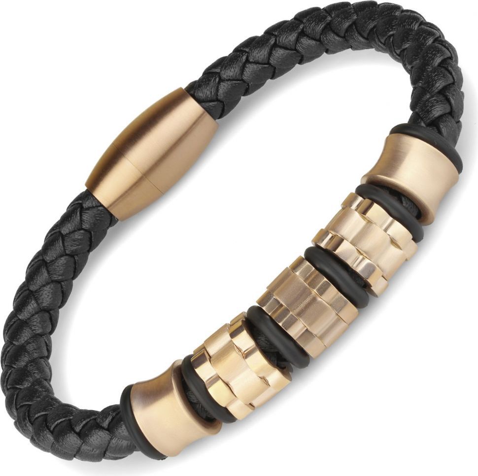 

Плетеный браслет из кожи Spikes SLQ-1010R черный (Длина 21 см)