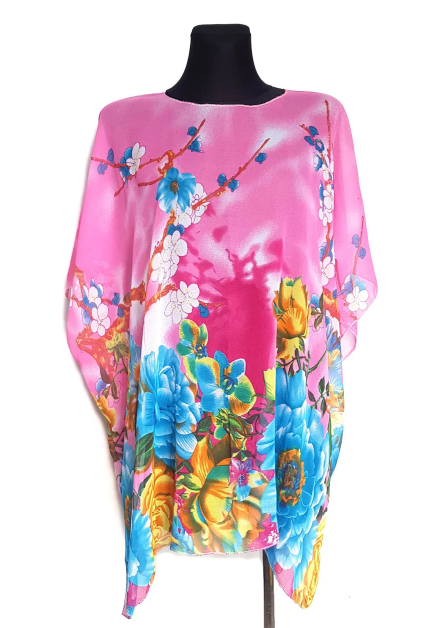 

Пляжная шифоновая туника Fashion Альмерия One Size 90*83 см малиновый 525 -24