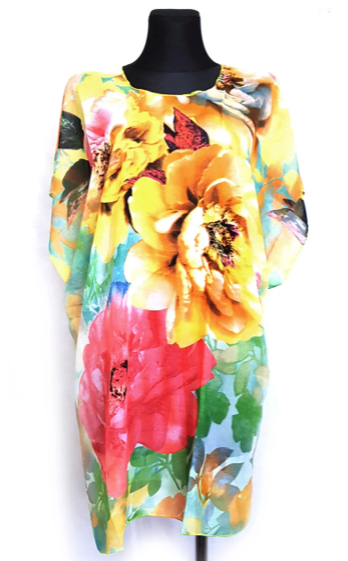

Пляжная шифоновая туника Fashion Альмерия One Size 90*83 см голубой/золотистый 525 -08