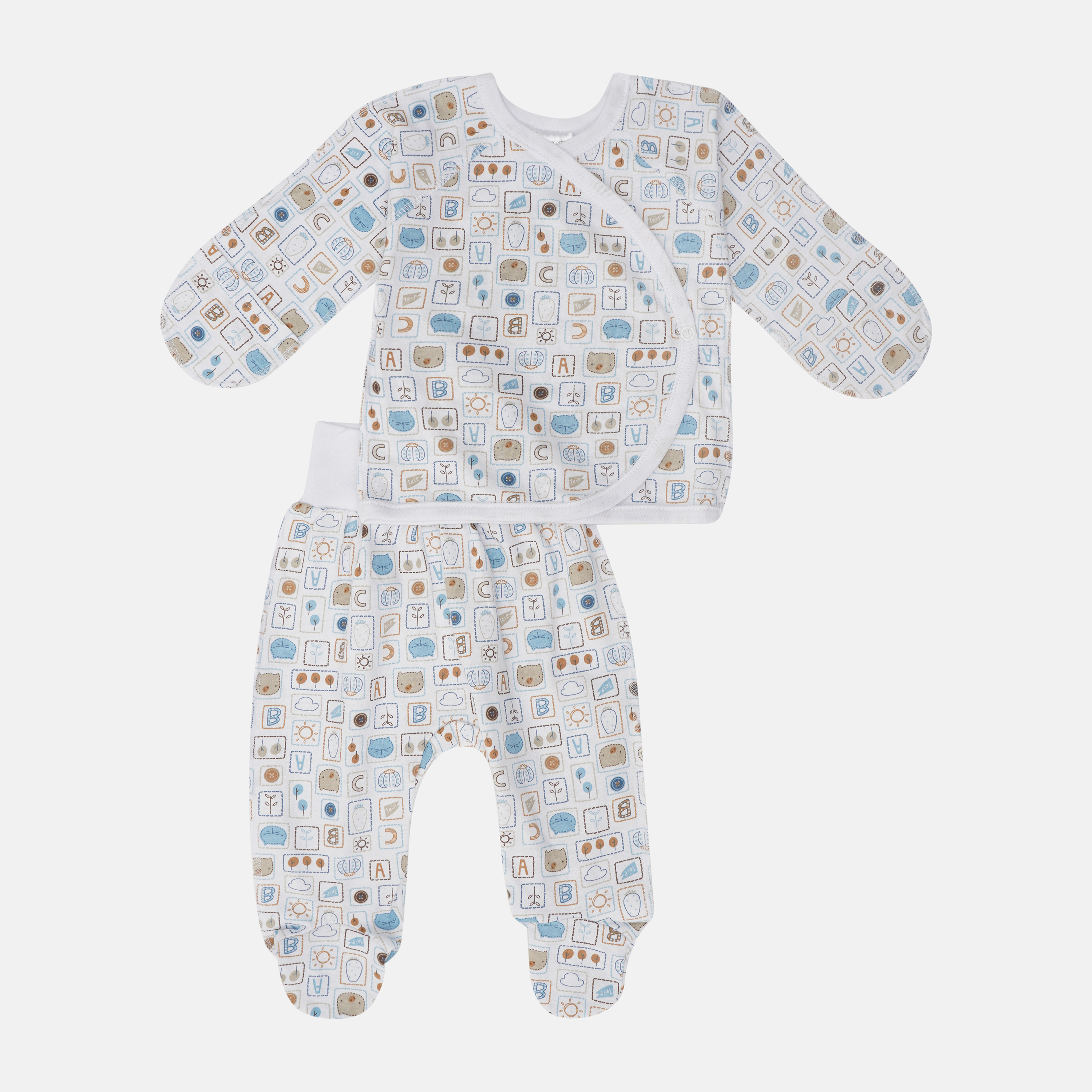 

Комплект (распашонка + ползунки) Garden Baby 40197-03 62 см Голубые буквы