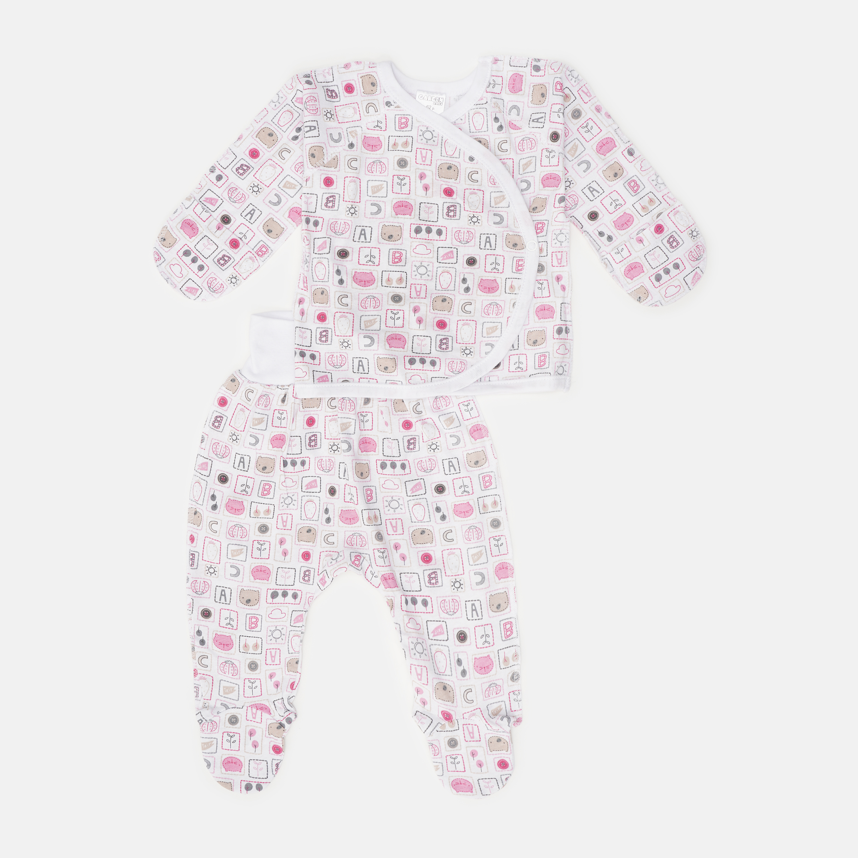 

Комплект (распашонка + ползунки) Garden Baby 40197-03 62 см Розовые буквы