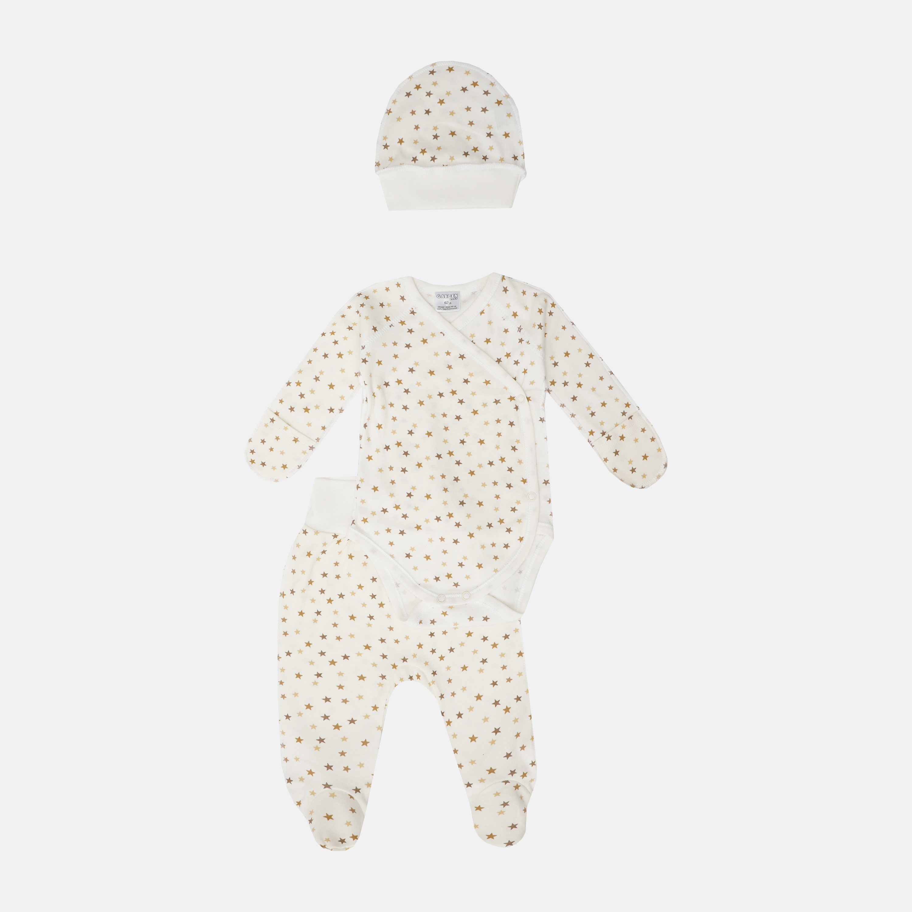 

Комплект (боди + ползунки + шапочка) Garden Baby 40204-02 62 см Звездочки