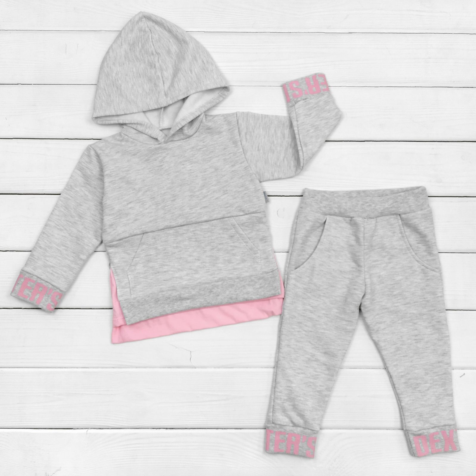 

Костюм джемпер с капюшоном Dexter`s и штаны dexters 98 см серый;розовый