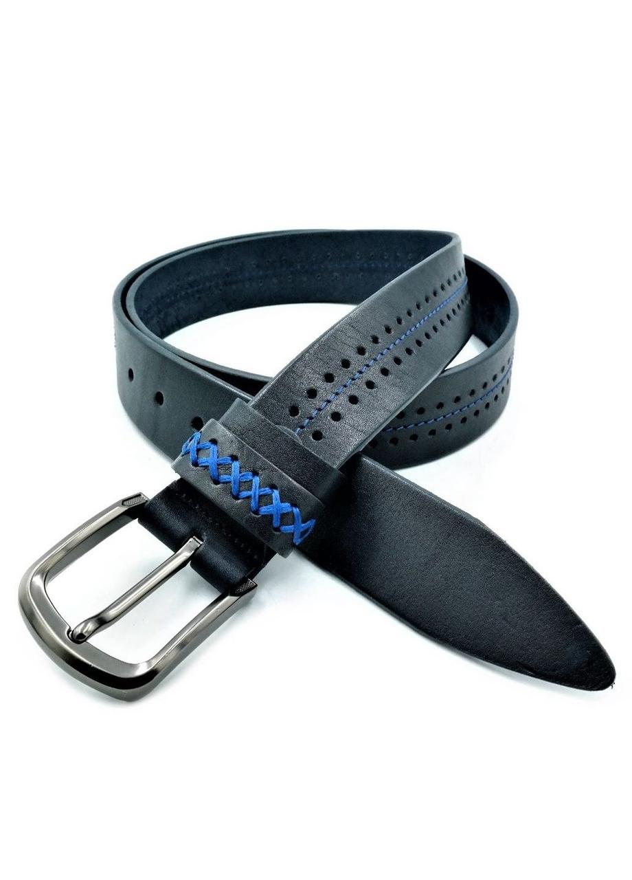 

Мужской кожаный ремень Weatro 110-120х4 см Чёрный 000159122