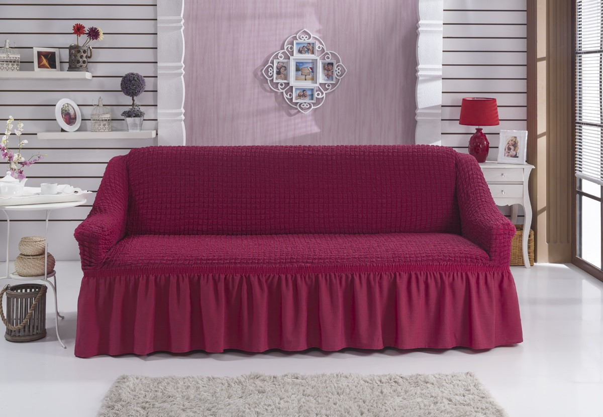

Чехол на диван с юбкой Баклажановый Home Collection Evibu Турция 50121
