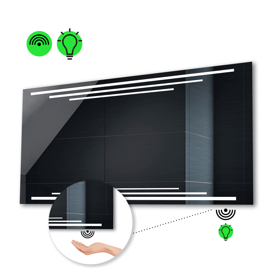 

Зеркало Francisca с Led-подсветкой, с ИК включателем 100x80 см
