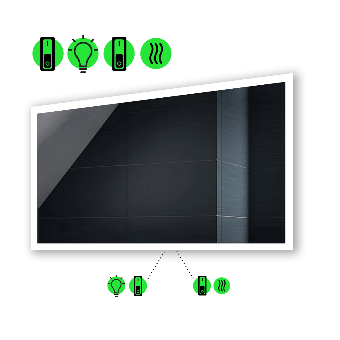 

Зеркало Simphony с Led-подсветкой, с двумя механическими выключателеми 80x70 см