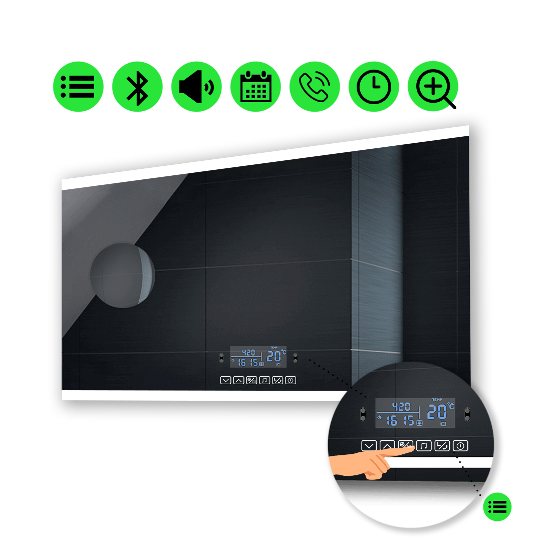 

Зеркало Ines с Led-подсветкой, с мультиблоком, с линзой без подсветки 140x90 см