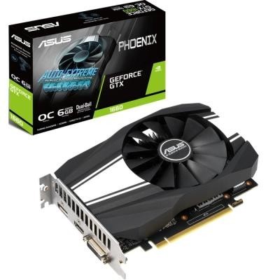 

Видеокарта Asus PCI-Ex GeForce GTX 1660 Phoenix O6G OC 6GB GDDR5 (192bit) (1530/8002) (DVI, HDMI, DisplayPort) (PH-GTX1660-O6G)