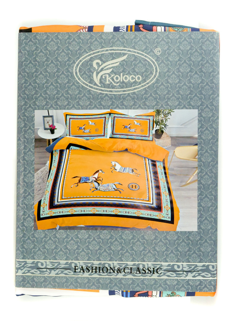 

Комплект постельного белья Koloco Hermes Horses Orange Евро сатин 200x230 см
