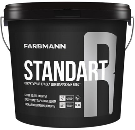 

Структурная водно-дисперсионная краска Farbmann Standart R для наружных работ 4.5 л Белая (4823046205033)