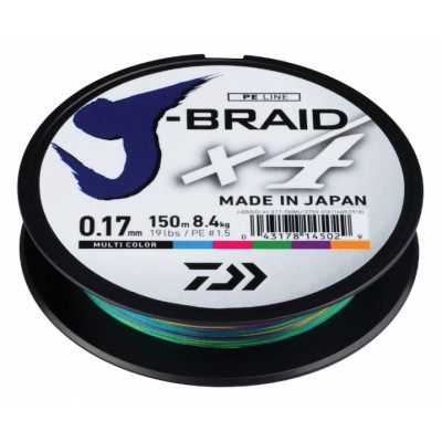 

Шнур Daiwa J-Braid X4E 0,17mm 150m Multi Color
