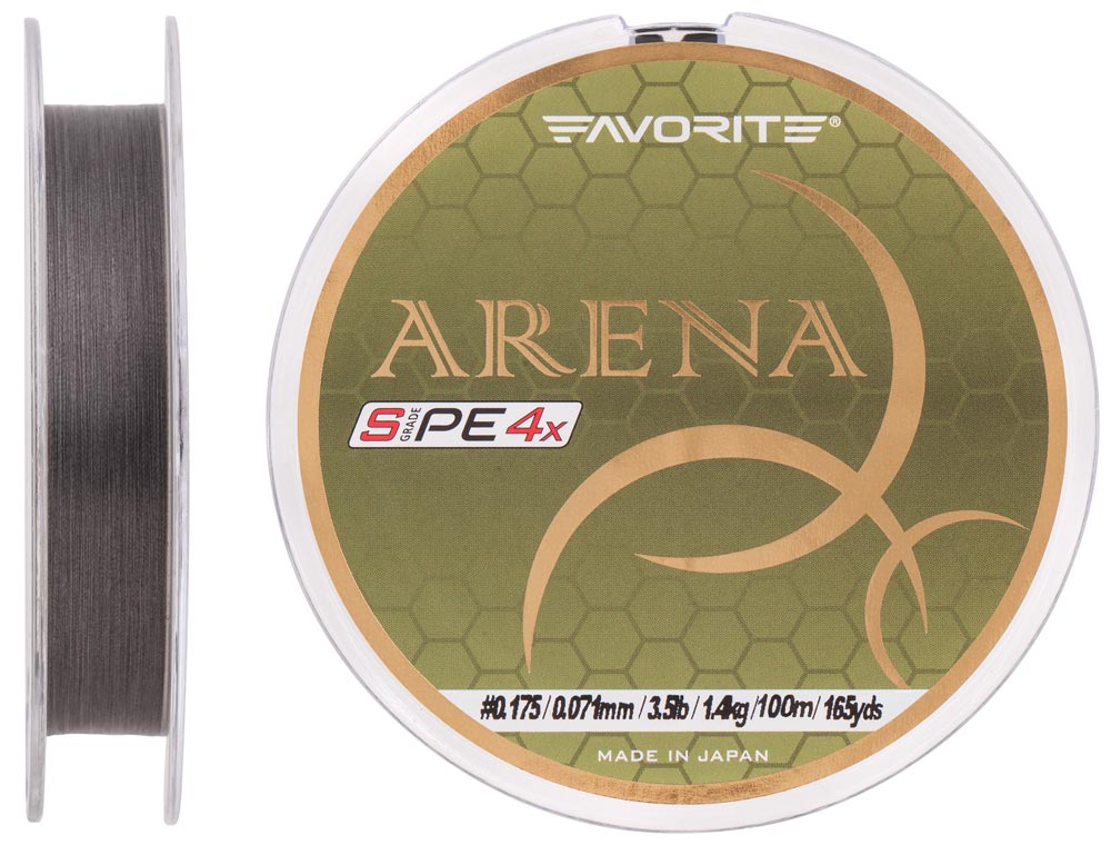 

Шнур Favorite Arena PE 4x 100m (silver gray) #0.175/0.071mm 3.5lb/1.4kg