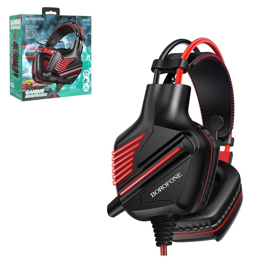 

Игровые наушники Borofone Racing BO101 PC игровая гарнитура для компьютера Black-red