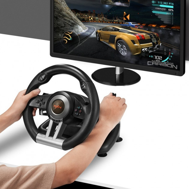 

Руль гоночный игровой вибрационный с педалями PXN V3II для ПК на присосках