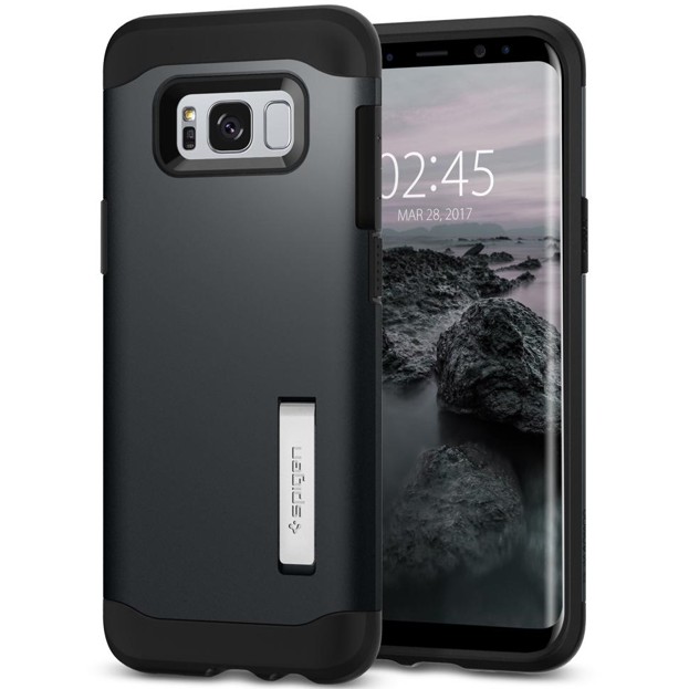 

​Двухслойный чехол бампер с подставкой Spigen Slim Armor Samsung Galaxy S8 Plus + G955 black